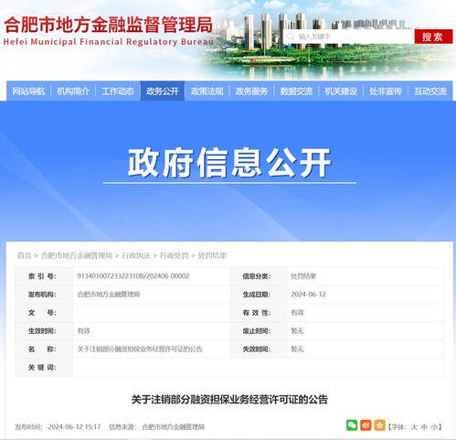 注册资本超亿元 安徽两家公司融资担保业务经营许可证被注销凤凰网安徽 凤凰网